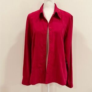 Talbots Faux Suede Shirt‎ Button Up Shirt Jacket Dark Pink Size L